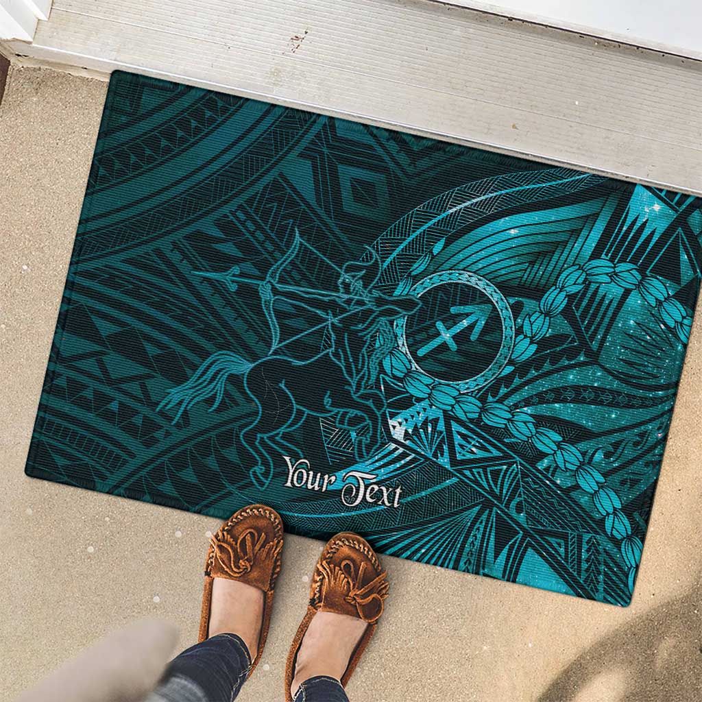 Personalised Polynesia Zodiac Sagittarius Rubber Doormat Galaxy Polynesian Pattern Chest Tattoo Style