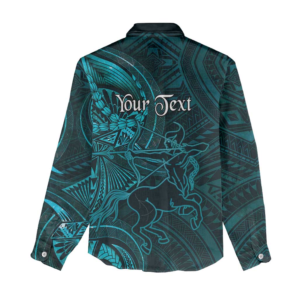 Personalised Polynesia Zodiac Sagittarius Women Casual Shirt Galaxy Polynesian Pattern Chest Tattoo Style