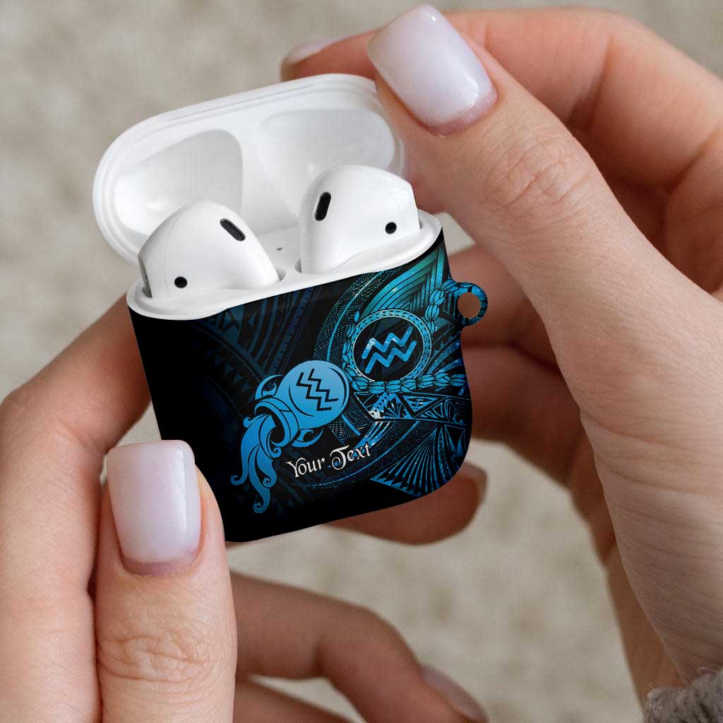 Personalised Polynesia Zodiac Aquarius AirPods Case Galaxy Polynesian Pattern Chest Tattoo Style