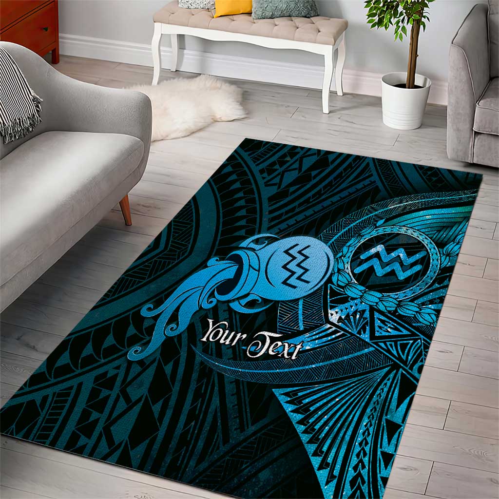 Personalised Polynesia Zodiac Aquarius Area Rug Galaxy Polynesian Pattern Chest Tattoo Style