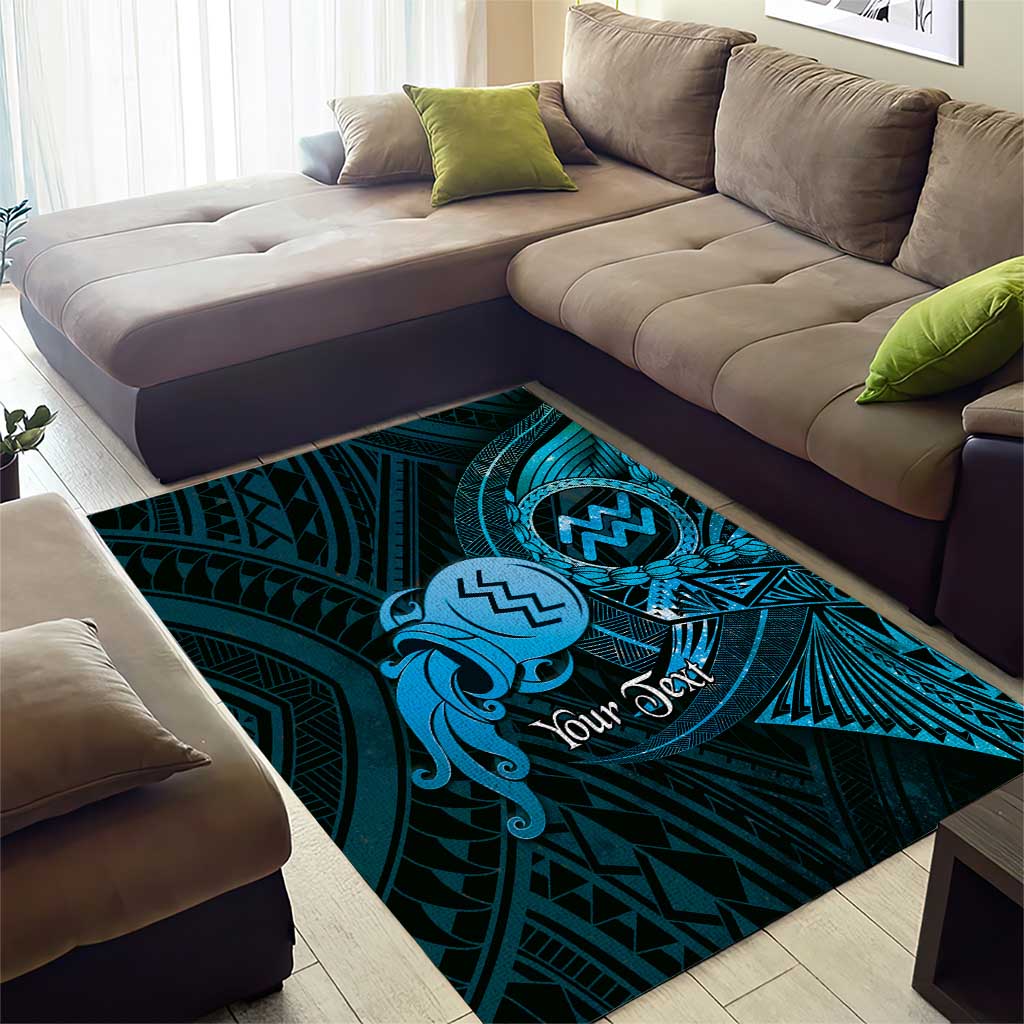 Personalised Polynesia Zodiac Aquarius Area Rug Galaxy Polynesian Pattern Chest Tattoo Style