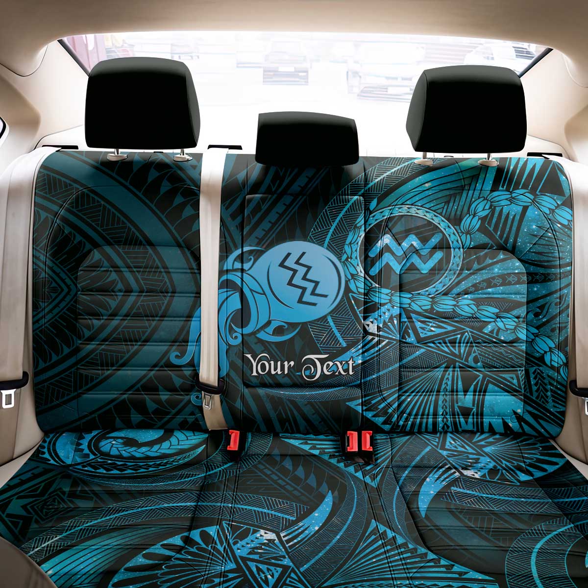 Personalised Polynesia Zodiac Aquarius Back Car Seat Cover Galaxy Polynesian Pattern Chest Tattoo Style LT14 - Polynesian Pride