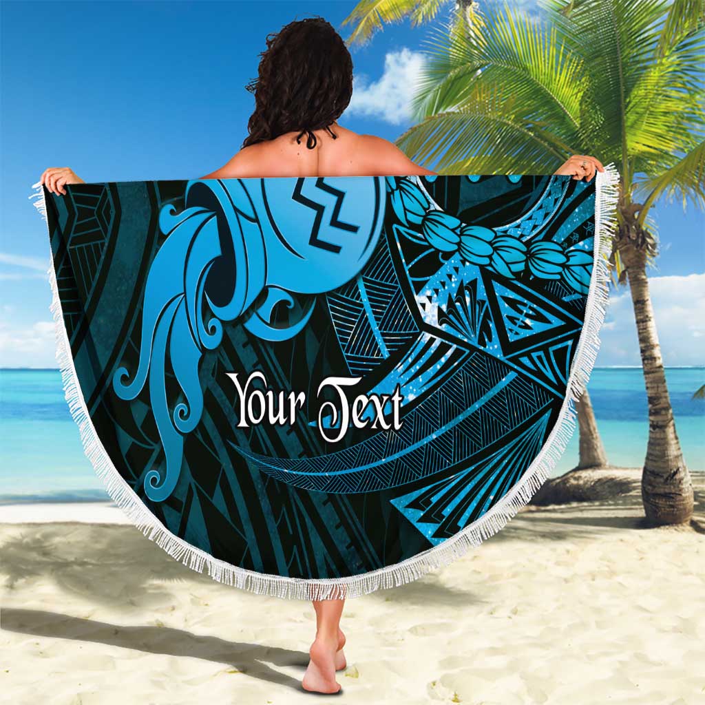 Personalised Polynesia Zodiac Aquarius Beach Blanket Galaxy Polynesian Pattern Chest Tattoo Style