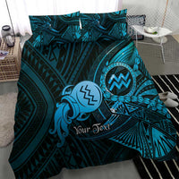 Personalised Polynesia Zodiac Aquarius Bedding Set Galaxy Polynesian Pattern Chest Tattoo Style