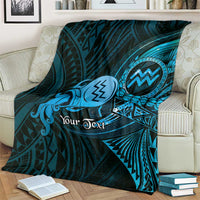 Personalised Polynesia Zodiac Aquarius Blanket Galaxy Polynesian Pattern Chest Tattoo Style