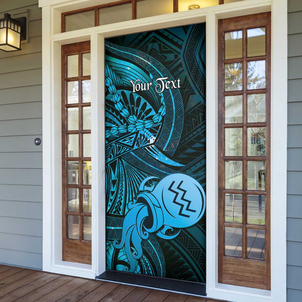 Personalised Polynesia Zodiac Aquarius Door Cover Galaxy Polynesian Pattern Chest Tattoo Style