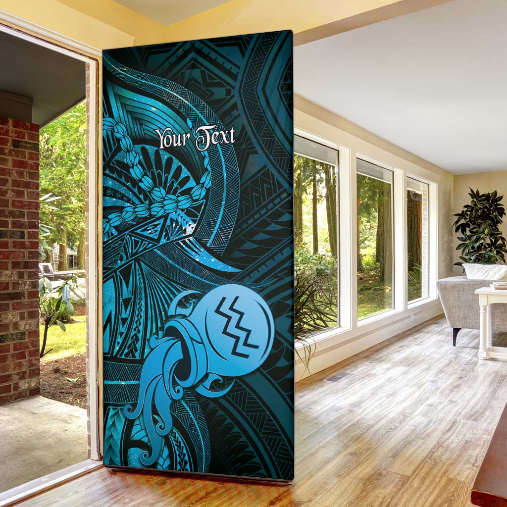 Personalised Polynesia Zodiac Aquarius Door Cover Galaxy Polynesian Pattern Chest Tattoo Style