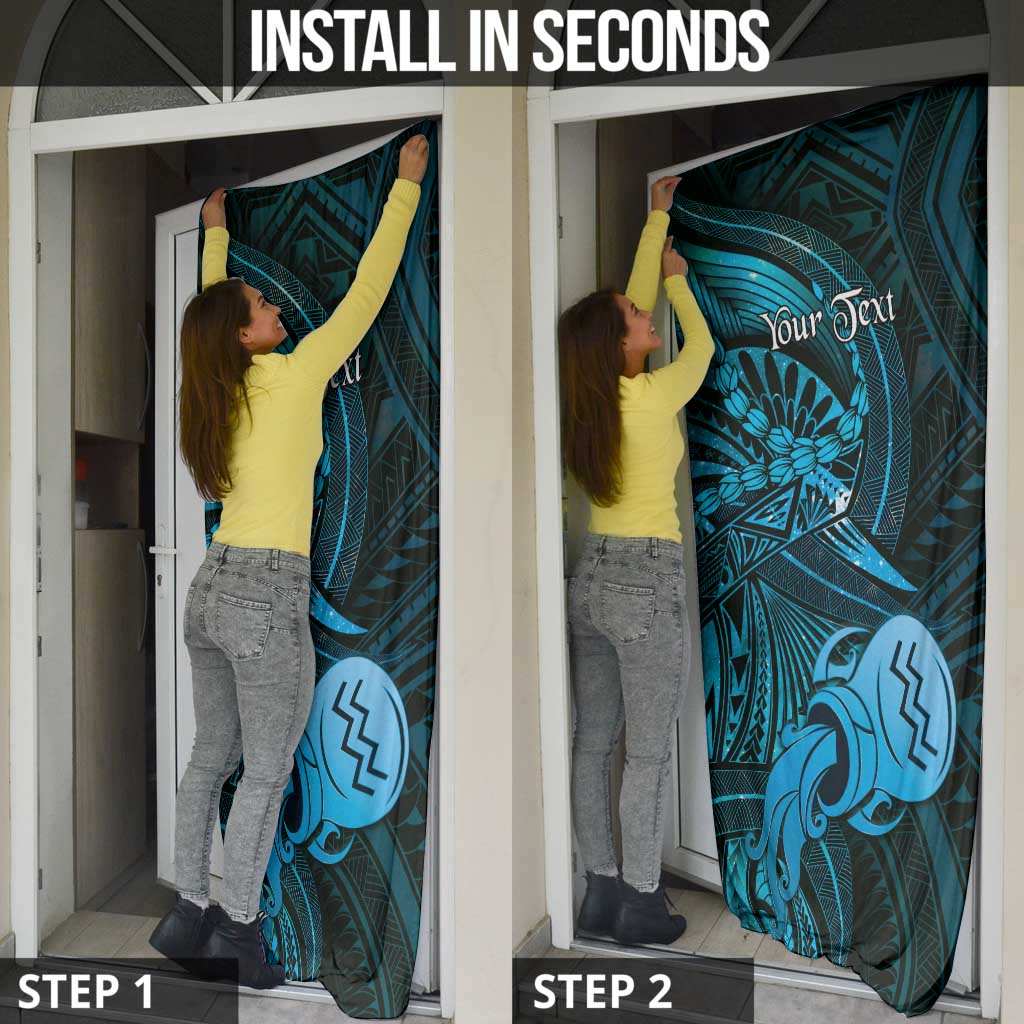 Personalised Polynesia Zodiac Aquarius Door Cover Galaxy Polynesian Pattern Chest Tattoo Style