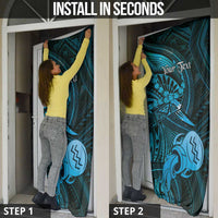 Personalised Polynesia Zodiac Aquarius Door Cover Galaxy Polynesian Pattern Chest Tattoo Style