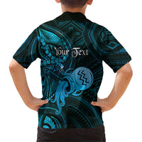 Personalised Polynesia Zodiac Aquarius Family Matching Off Shoulder Maxi Dress and Hawaiian Shirt Galaxy Polynesian Pattern Chest Tattoo Style LT14 - Polynesian Pride