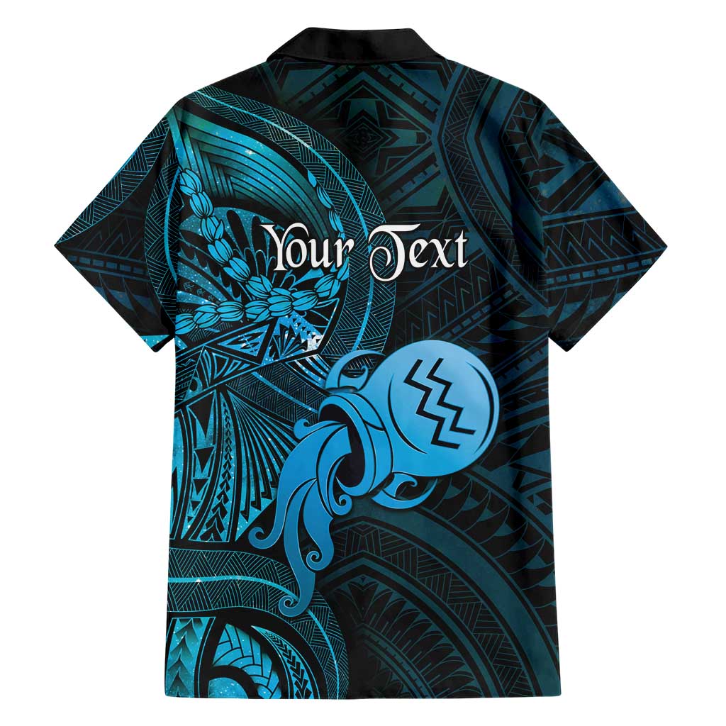 Personalised Polynesia Zodiac Aquarius Family Matching Puletasi and Hawaiian Shirt Galaxy Polynesian Pattern Chest Tattoo Style