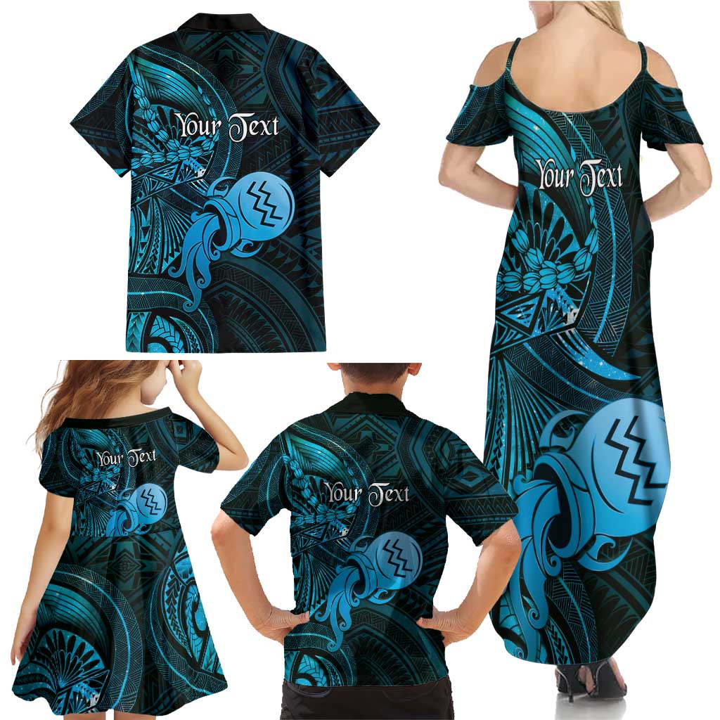 Personalised Polynesia Zodiac Aquarius Family Matching Summer Maxi Dress and Hawaiian Shirt Galaxy Polynesian Pattern Chest Tattoo Style LT14 - Polynesian Pride