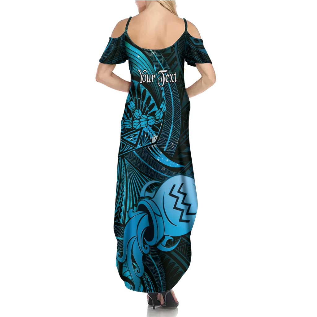 Personalised Polynesia Zodiac Aquarius Family Matching Summer Maxi Dress and Hawaiian Shirt Galaxy Polynesian Pattern Chest Tattoo Style LT14 - Polynesian Pride