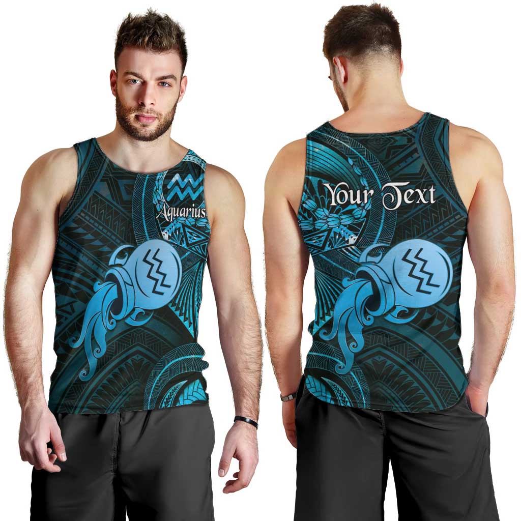 Personalised Polynesia Zodiac Aquarius Men Tank Top Galaxy Polynesian Pattern Chest Tattoo Style