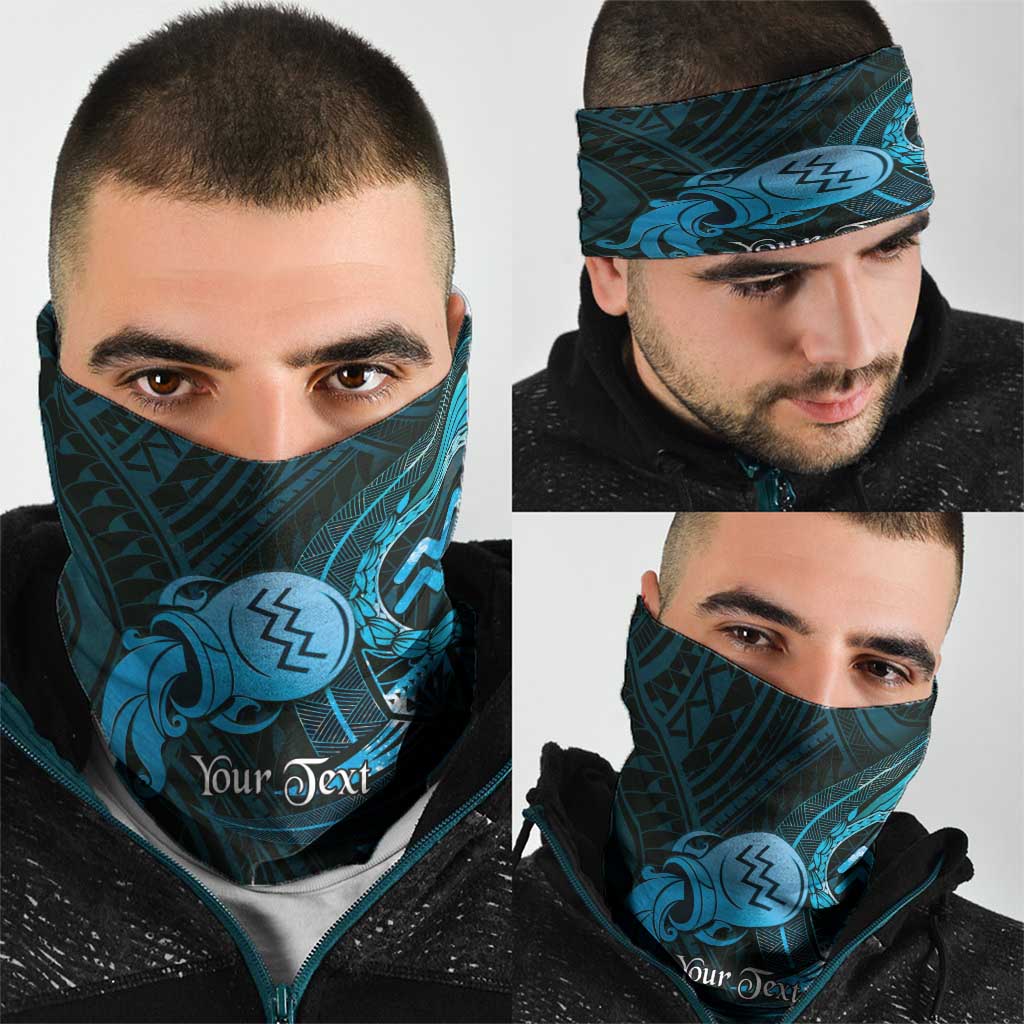 Personalised Polynesia Zodiac Aquarius Neck Gaiter Galaxy Polynesian Pattern Chest Tattoo Style