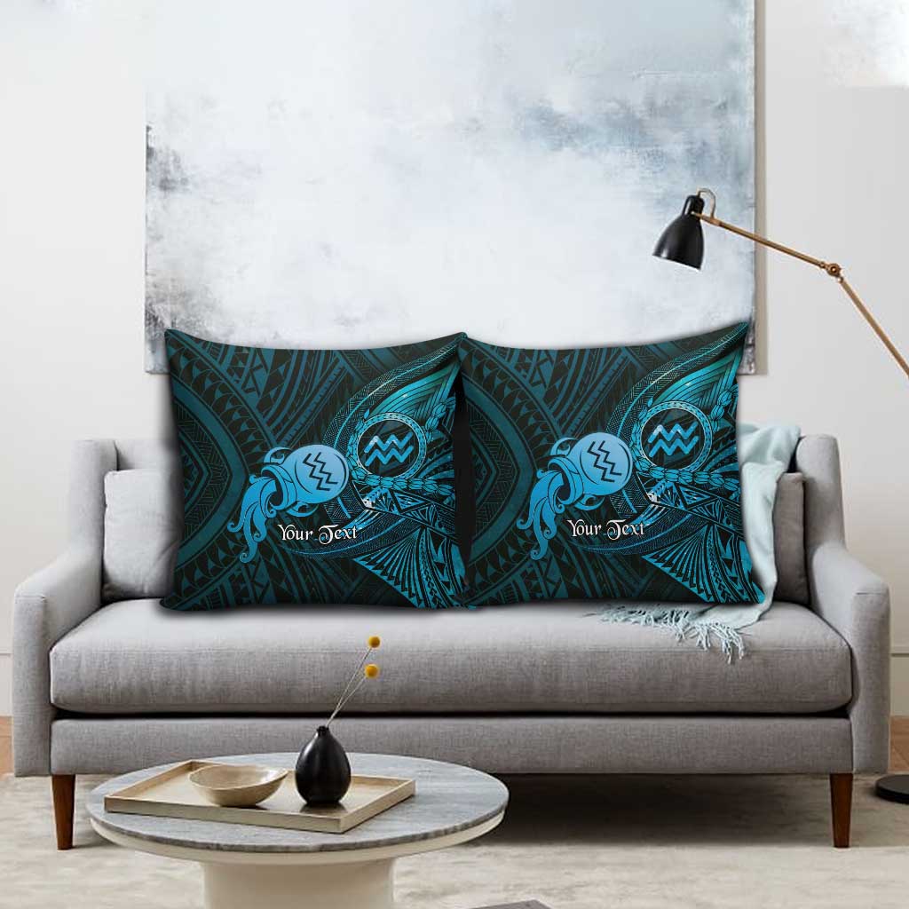 Personalised Polynesia Zodiac Aquarius Pillow Cover Galaxy Polynesian Pattern Chest Tattoo Style