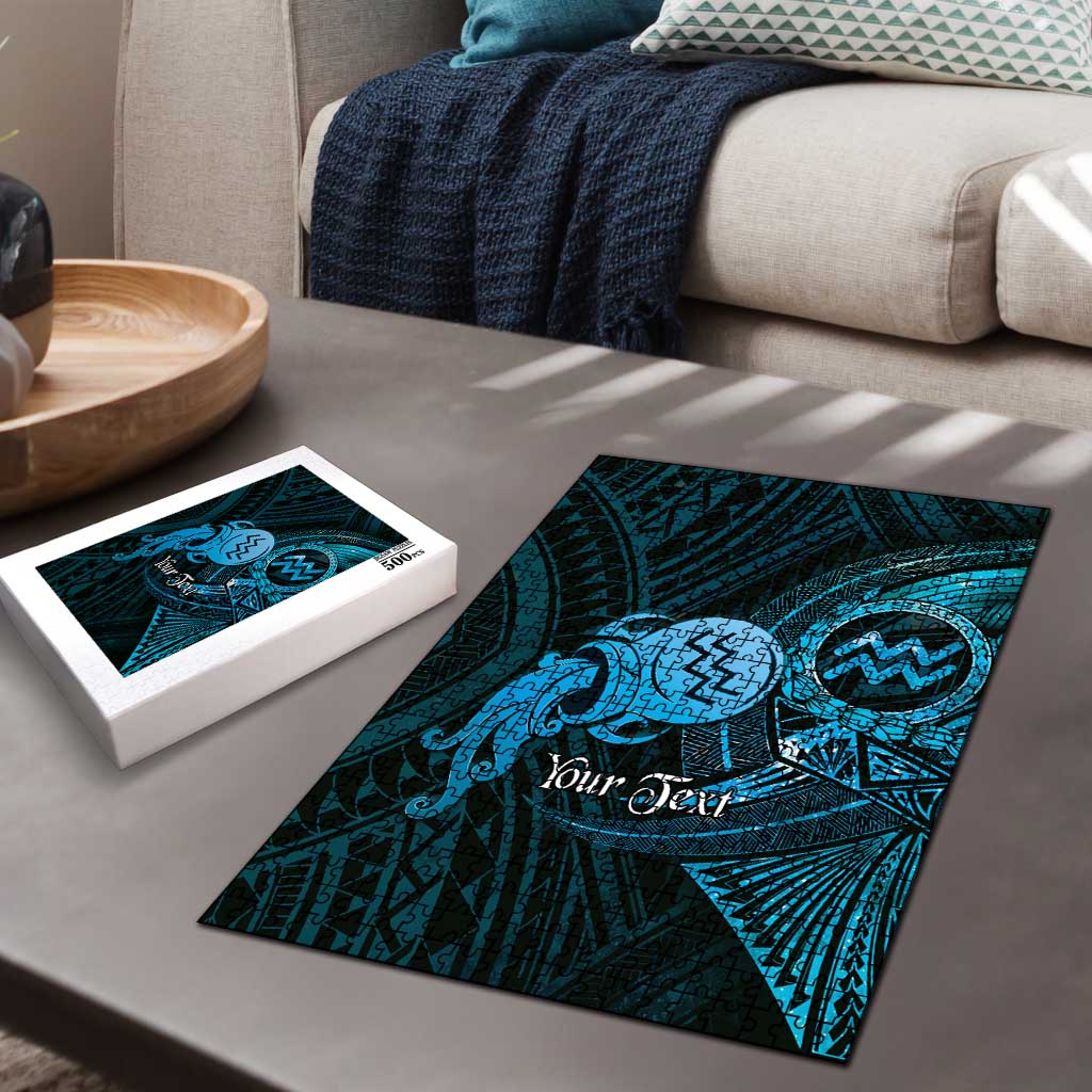 Personalised Polynesia Zodiac Aquarius Puzzle Galaxy Polynesian Pattern Chest Tattoo Style
