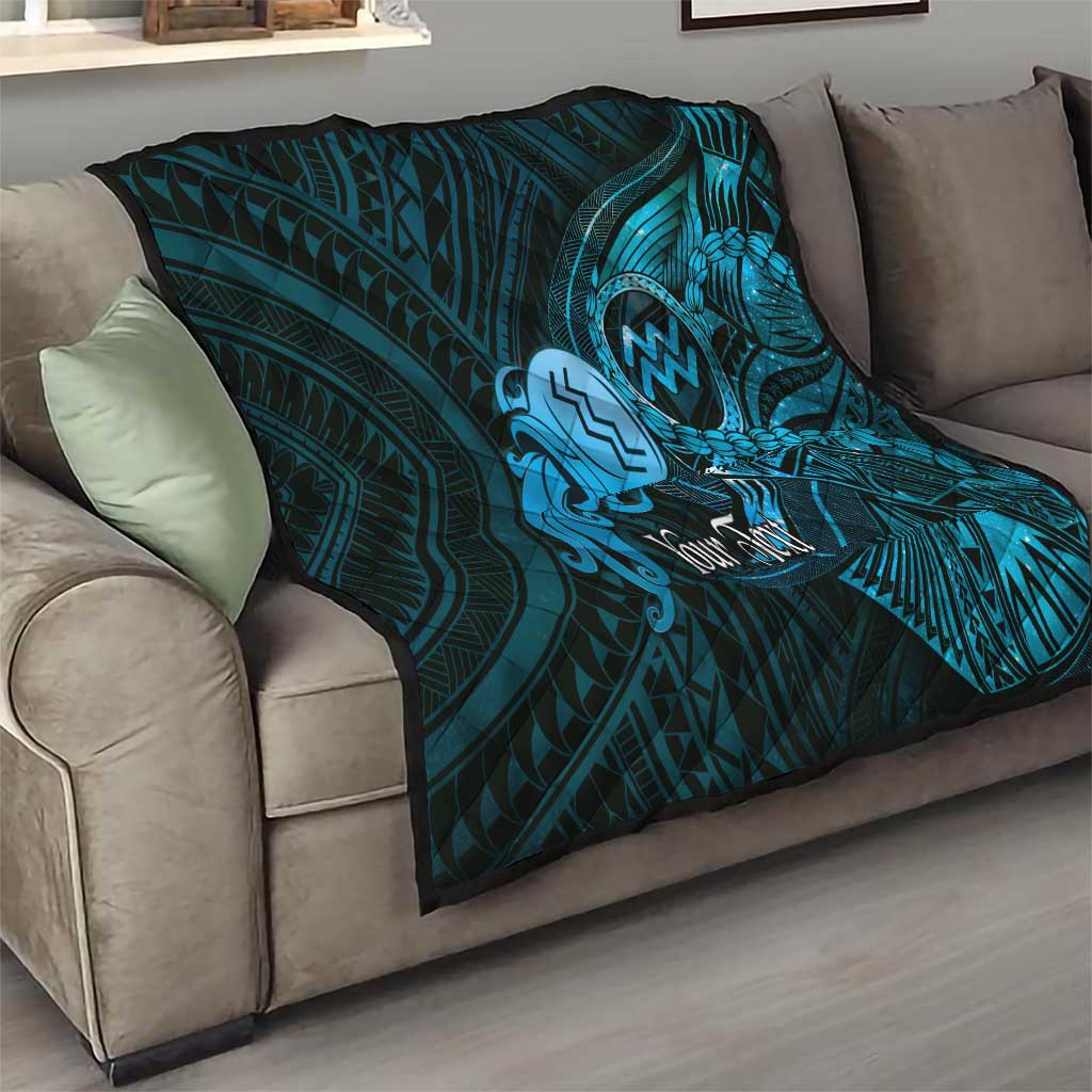 Personalised Polynesia Zodiac Aquarius Quilt Galaxy Polynesian Pattern Chest Tattoo Style
