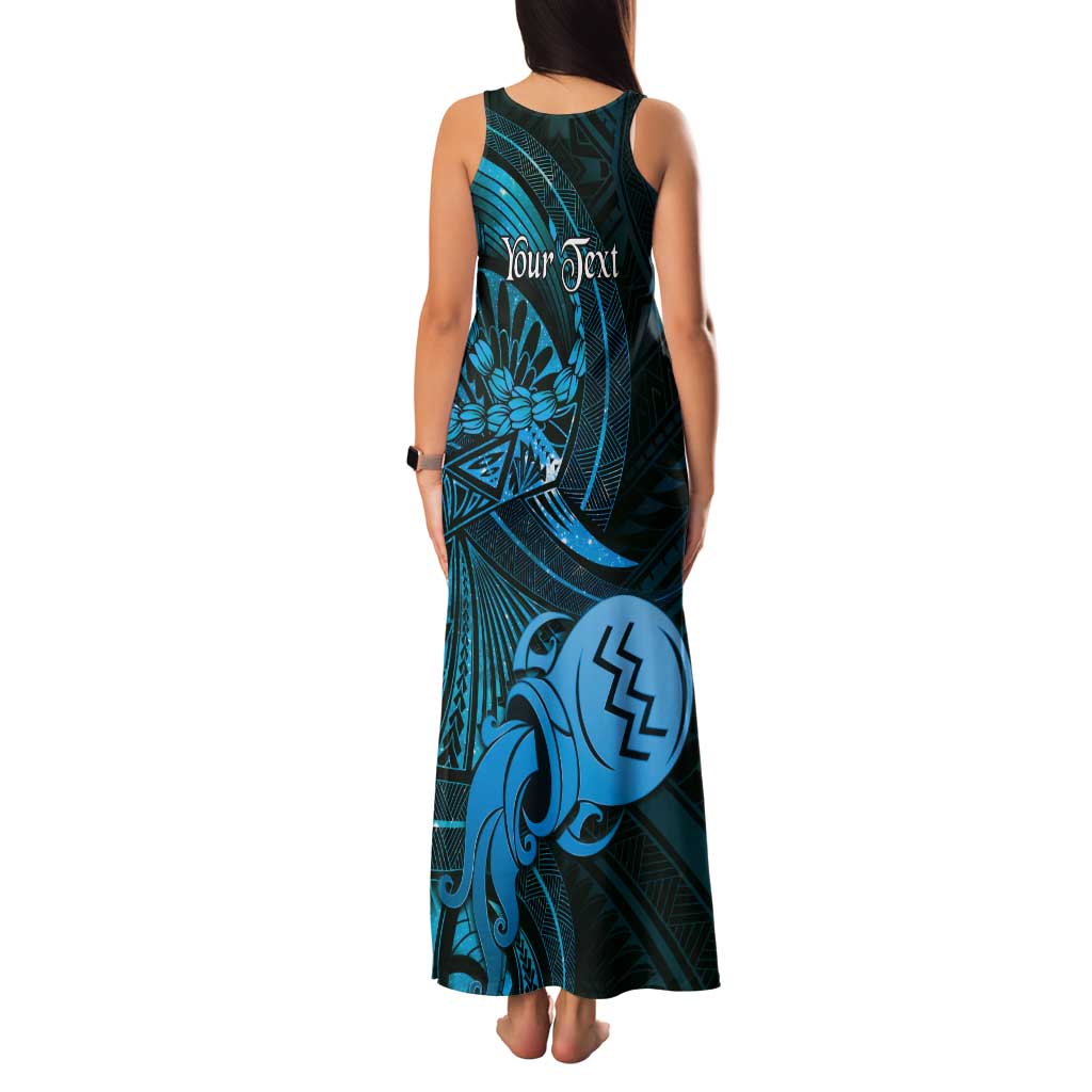Personalised Polynesia Zodiac Aquarius Tank Maxi Dress Galaxy Polynesian Pattern Chest Tattoo Style