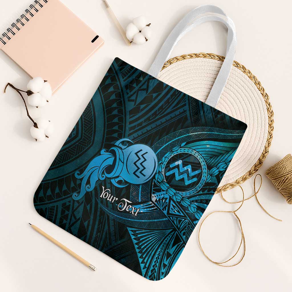 Personalised Polynesia Zodiac Aquarius Tote Bag Galaxy Polynesian Pattern Chest Tattoo Style