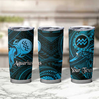 Personalised Polynesia Zodiac Aquarius Tumbler Cup Galaxy Polynesian Pattern Chest Tattoo Style