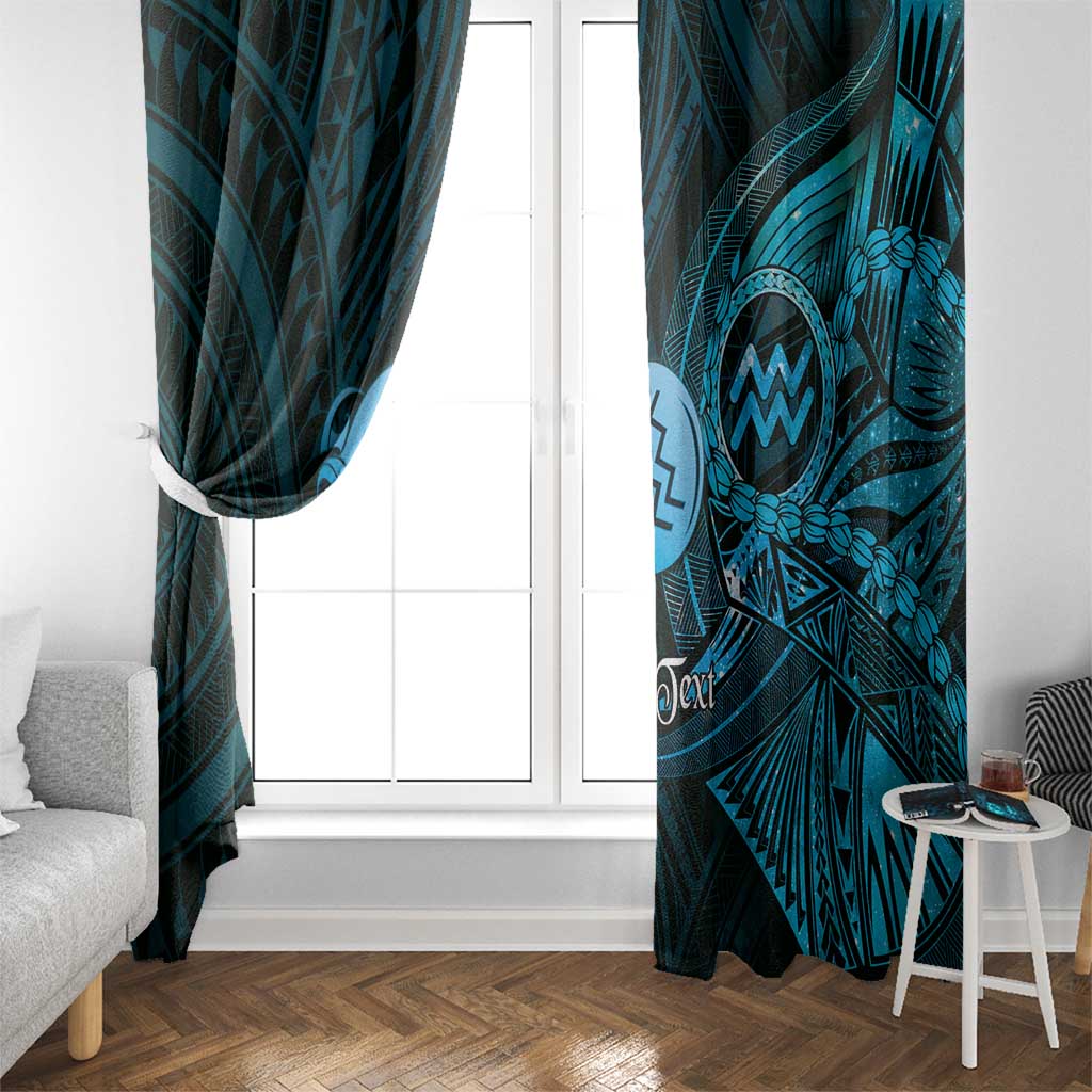 Personalised Polynesia Zodiac Aquarius Window Curtain Galaxy Polynesian Pattern Chest Tattoo Style