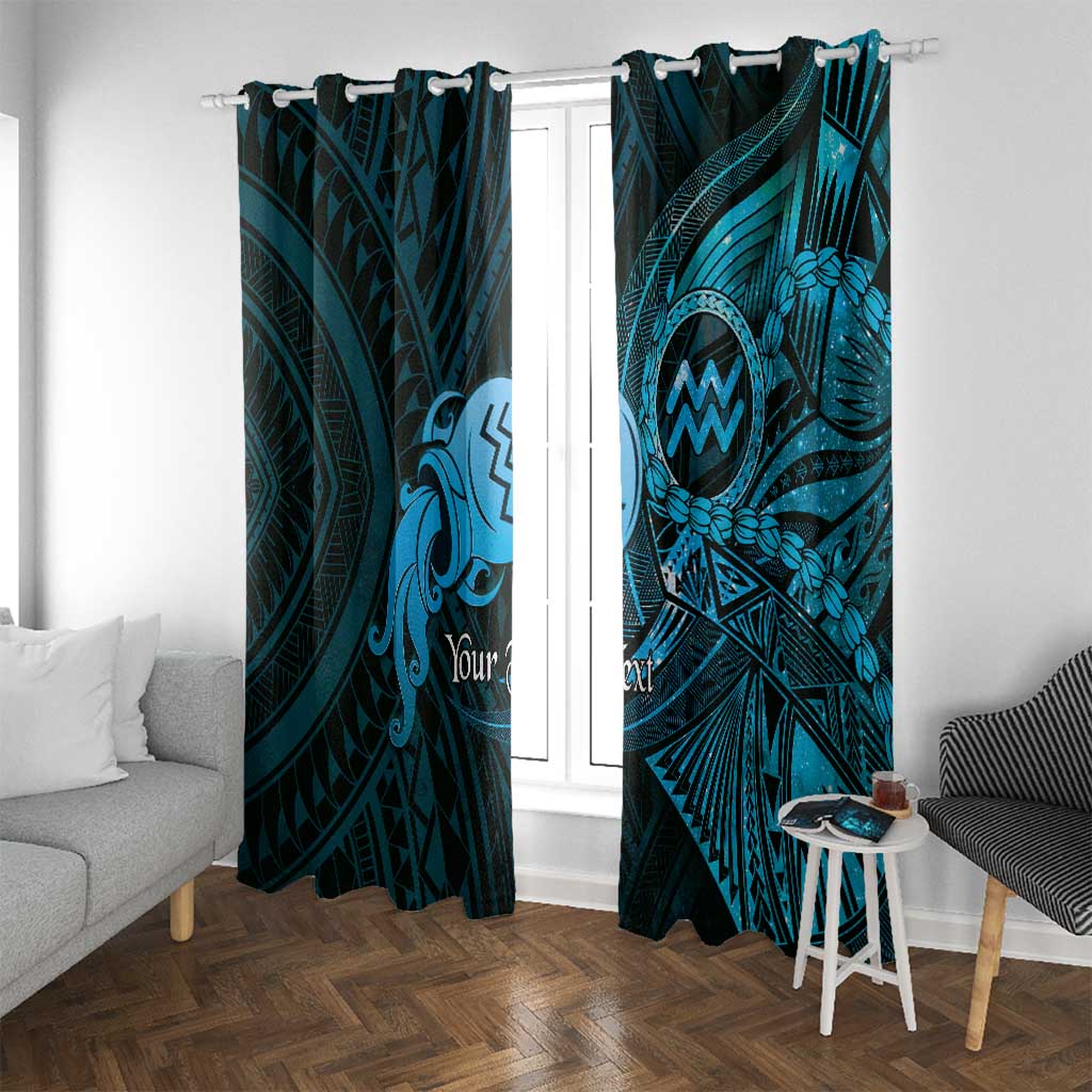 Personalised Polynesia Zodiac Aquarius Window Curtain Galaxy Polynesian Pattern Chest Tattoo Style