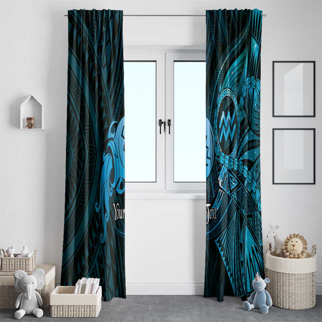 Personalised Polynesia Zodiac Aquarius Window Curtain Galaxy Polynesian Pattern Chest Tattoo Style