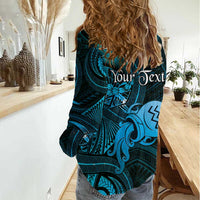 Personalised Polynesia Zodiac Aquarius Women Casual Shirt Galaxy Polynesian Pattern Chest Tattoo Style