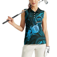 Personalised Polynesia Zodiac Aquarius Women Sleeveless Polo Shirt Galaxy Polynesian Pattern Chest Tattoo Style