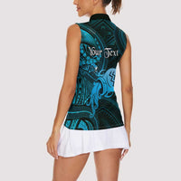 Personalised Polynesia Zodiac Aquarius Women Sleeveless Polo Shirt Galaxy Polynesian Pattern Chest Tattoo Style