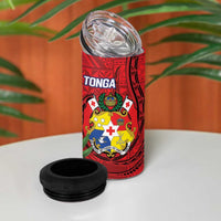Hawaii And Tonga 4 in 1 Can Cooler Tumbler Shark Tattoo With Tongan Coat Of Arms LT14 - Polynesian Pride