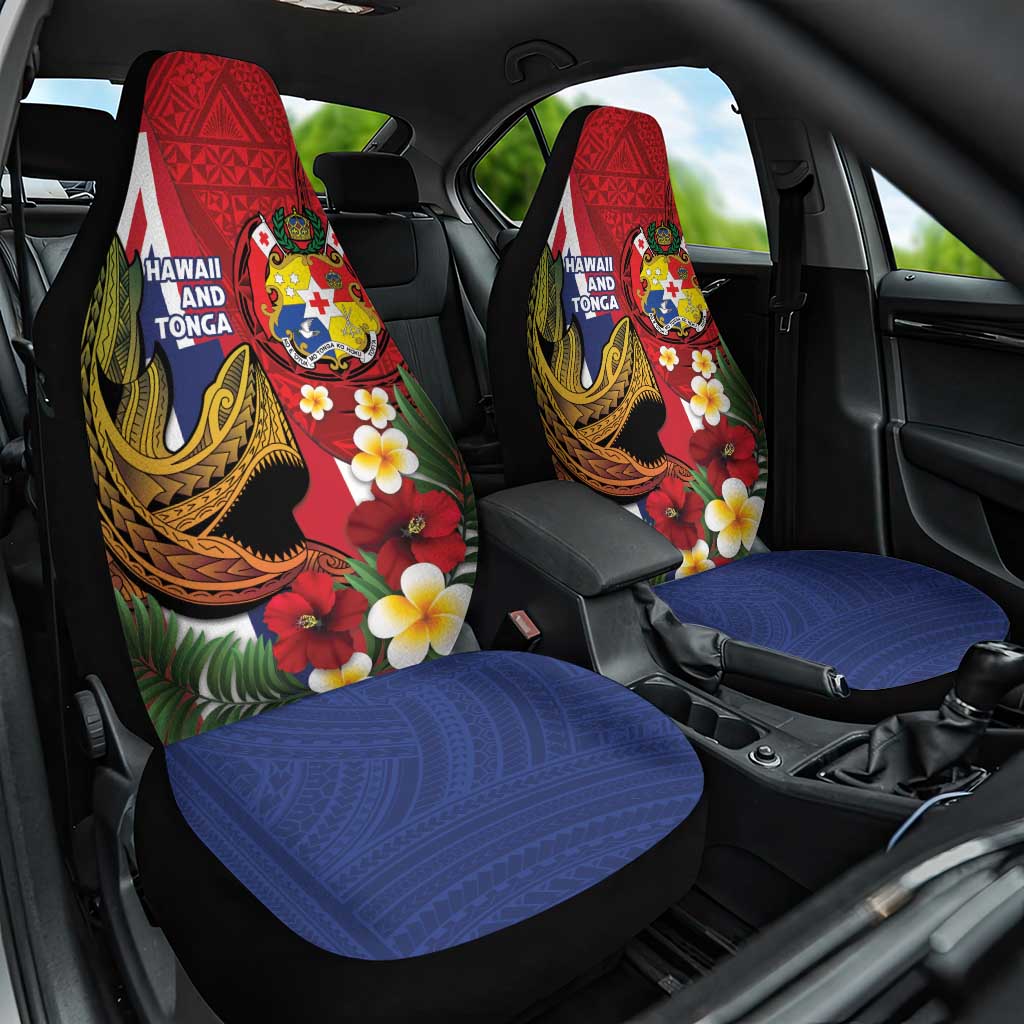 Hawaii And Tonga Car Seat Cover Shark Tattoo With Tongan Coat Of Arms LT14 One Size Red - Polynesian Pride