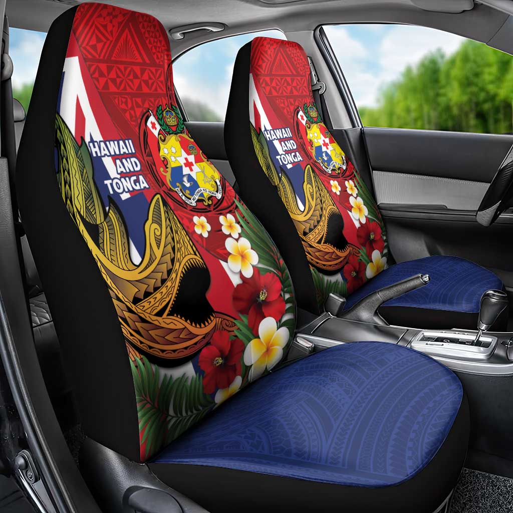 Hawaii And Tonga Car Seat Cover Shark Tattoo With Tongan Coat Of Arms LT14 - Polynesian Pride