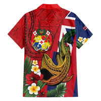 Hawaii And Tonga Family Matching Off Shoulder Maxi Dress and Hawaiian Shirt Shark Tattoo With Tongan Coat Of Arms LT14 - Polynesian Pride