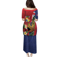 Hawaii And Tonga Family Matching Puletasi and Hawaiian Shirt Shark Tattoo With Tongan Coat Of Arms LT14 - Polynesian Pride