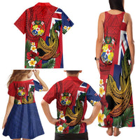 Hawaii And Tonga Family Matching Tank Maxi Dress and Hawaiian Shirt Shark Tattoo With Tongan Coat Of Arms