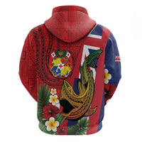 Hawaii And Tonga Hoodie Shark Tattoo With Tongan Coat Of Arms LT14 - Polynesian Pride