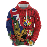 Hawaii And Tonga Hoodie Shark Tattoo With Tongan Coat Of Arms LT14 - Polynesian Pride