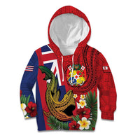 Hawaii And Tonga Kid Hoodie Shark Tattoo With Tongan Coat Of Arms LT14 Hoodie Red - Polynesian Pride