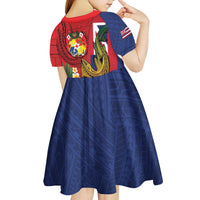 Hawaii And Tonga Kid Short Sleeve Dress Shark Tattoo With Tongan Coat Of Arms LT14 - Polynesian Pride