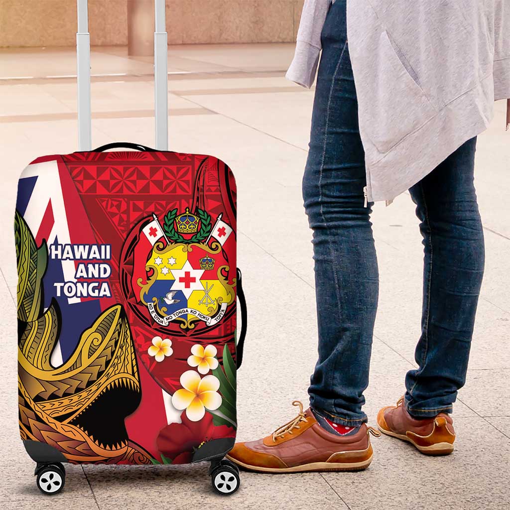 Hawaii And Tonga Luggage Cover Shark Tattoo With Tongan Coat Of Arms LT14 Red - Polynesian Pride