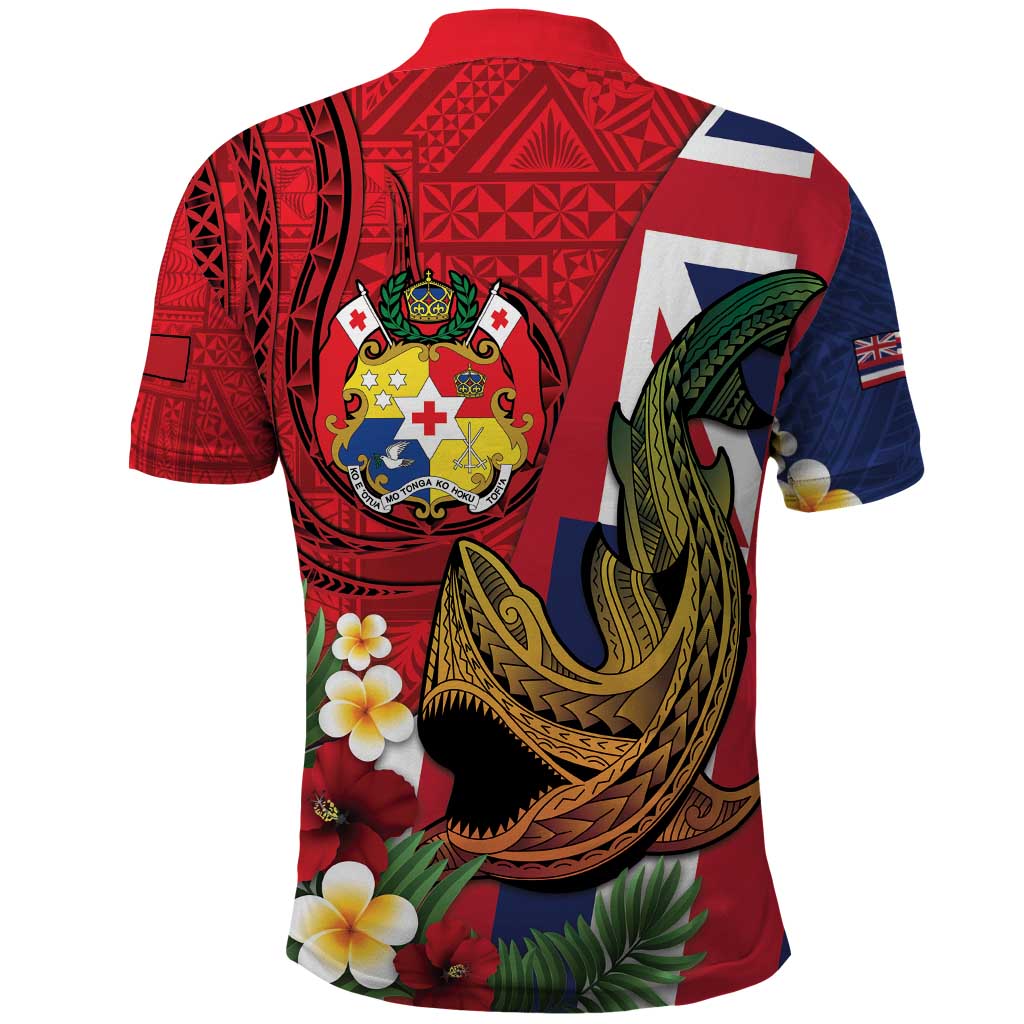 Hawaii And Tonga Polo Shirt Shark Tattoo With Tongan Coat Of Arms LT14 - Polynesian Pride