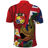 Hawaii And Tonga Polo Shirt Shark Tattoo With Tongan Coat Of Arms LT14 - Polynesian Pride