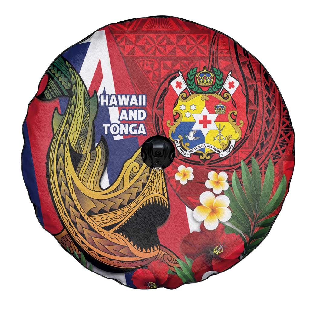Hawaii And Tonga Spare Tire Cover Shark Tattoo With Tongan Coat Of Arms LT14 - Polynesian Pride