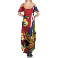 Hawaii And Tonga Summer Maxi Dress Shark Tattoo With Tongan Coat Of Arms LT14 - Polynesian Pride