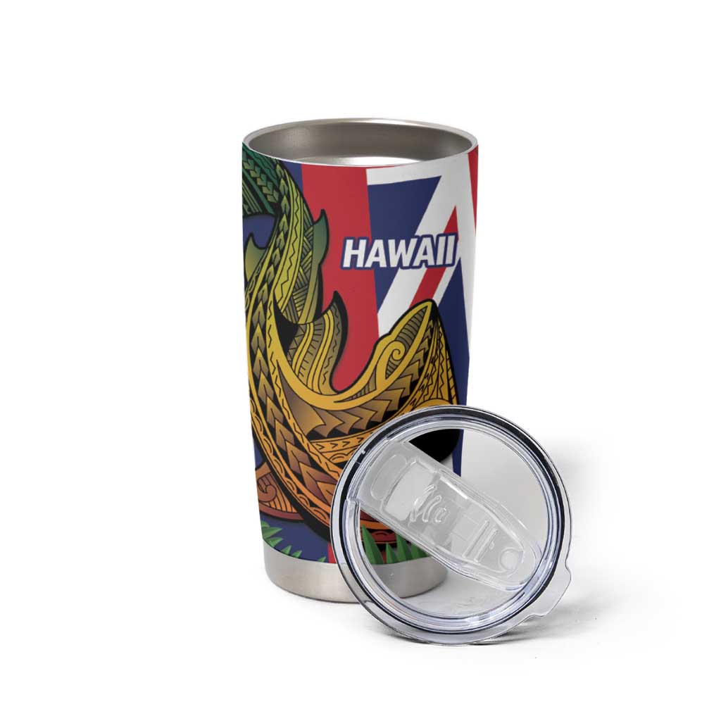 Hawaii And Tonga Tumbler Cup Shark Tattoo With Tongan Coat Of Arms LT14 - Polynesian Pride