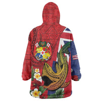 Hawaii And Tonga Wearable Blanket Hoodie Shark Tattoo With Tongan Coat Of Arms LT14 - Polynesian Pride