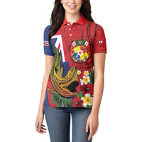 Hawaii And Tonga Women Polo Shirt Shark Tattoo With Tongan Coat Of Arms LT14 - Polynesian Pride