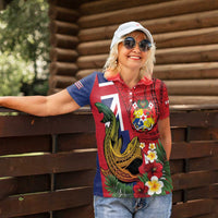 Hawaii And Tonga Women Polo Shirt Shark Tattoo With Tongan Coat Of Arms LT14 - Polynesian Pride